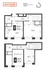Планировка 2-комнатной квартиры, 77,5 м2