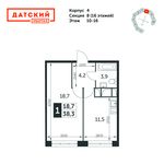 Планировка 1-комнатной квартиры, 38,3 м2