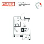 Планировка квартиры студии, 25,7 м2