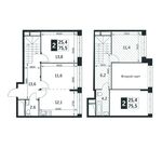 Планировка 2-комнатной квартиры, 75,5 м2