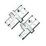 Планировка 3-комнатной квартиры, 107,7 м2