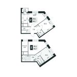 Планировка 2-комнатной квартиры, 60,7 м2