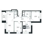 Планировка 4-комнатной квартиры, 82,5 м2
