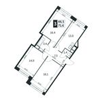 Планировка 3-комнатной квартиры, 71,6 м2