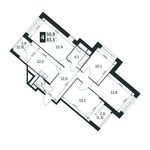 Планировка 4-комнатной квартиры, 83,3 м2