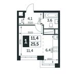 Планировка квартиры студии, 25,7 м2