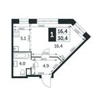 Планировка квартиры студии, 30,4 м2