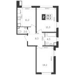 Планировка 2-комнатной квартиры, 55,2 м2