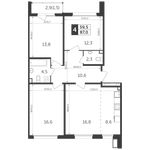 Планировка 4-комнатной квартиры, 86,6 м2