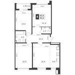Планировка 4-комнатной квартиры, 91,1 м2