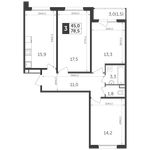 Планировка 3-комнатной квартиры, 78,4 м2