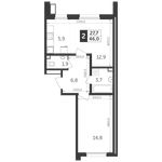 Планировка 2-комнатной квартиры, 46 м2
