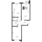 Планировка 2-комнатной квартиры, 57,8 м2