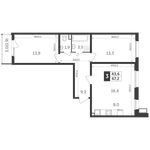 Планировка 3-комнатной квартиры, 67,2 м2