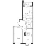 Планировка 2-комнатной квартиры, 53,2 м2