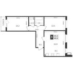 Планировка 3-комнатной квартиры, 68,6 м2