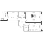 Планировка 2-комнатной квартиры, 57,9 м2