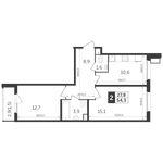 Планировка 2-комнатной квартиры, 54,3 м2