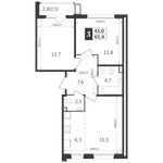 Планировка 3-комнатной квартиры, 65,4 м2