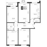 Планировка 4-комнатной квартиры, 101,3 м2