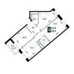 Планировка 3-комнатной квартиры, 68,9 м2
