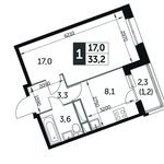 Планировка 2-комнатной квартиры, 45,2 м2