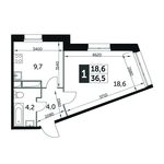 Планировка 2-комнатной квартиры, 45,1 м2