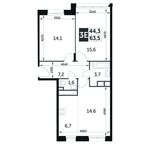 Планировка 3-комнатной квартиры, 63,4 м2