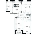 Планировка 4-комнатной квартиры, 82,4 м2
