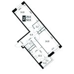 Планировка 2-комнатной квартиры, 52,6 м2