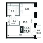 Планировка квартиры студии, 29,9 м2