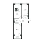 Планировка 2-комнатной квартиры, 60,3 м2