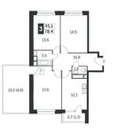 Планировка 3-комнатной квартиры, 78,4 м2