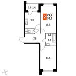 Планировка 2-комнатной квартиры, 53,2 м2