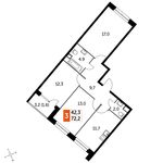 Планировка 3-комнатной квартиры, 72,2 м2