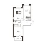 Планировка 2-комнатной квартиры, 55,8 м2