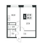Планировка 1-комнатной квартиры, 40 м2