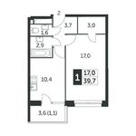 Планировка 1-комнатной квартиры, 39,6 м2