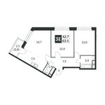 Планировка 3-комнатной квартиры, 62,3 м2