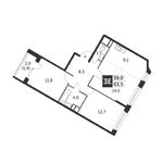 Планировка 3-комнатной квартиры, 64,8 м2