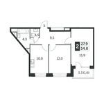 Планировка 2-комнатной квартиры, 54,9 м2