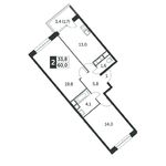 Планировка 2-комнатной квартиры, 60,1 м2