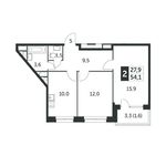 Планировка 2-комнатной квартиры, 54 м2