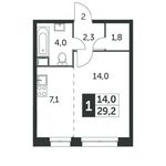 Планировка квартиры студии, 29,6 м2