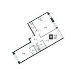 Планировка 3-комнатной квартиры, 66,6 м2
