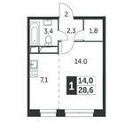 Планировка квартиры студии, 28,9 м2