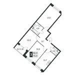 Планировка 3-комнатной квартиры, 72,4 м2