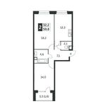 Планировка 2-комнатной квартиры, 55,4 м2