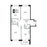 Планировка 3-комнатной квартиры, 75,4 м2