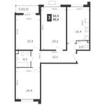 Планировка 3-комнатной квартиры, 85 м2